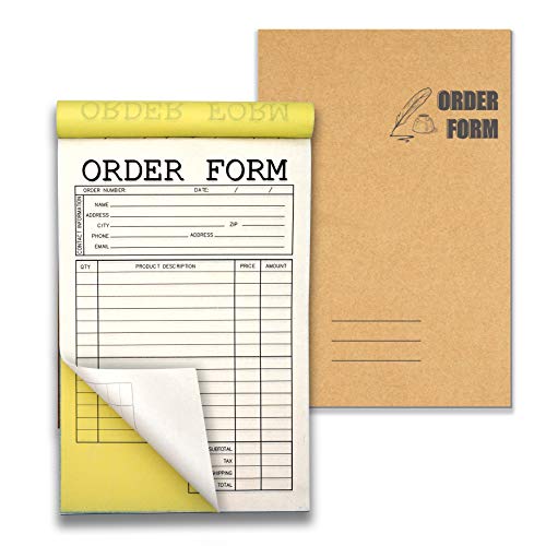 Lesnala 2-Part Carbonless Order Form Pads 2 pcs,50 sets each,White/Yellow14x21cm（ 5.5 x 8.26 in） Which Can Use in Store,warehouse,office,restaurant and so on as Sign receipt,Sale Form,Invoice Purchase