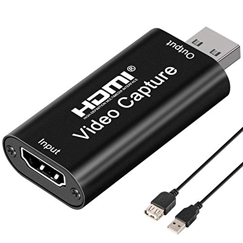 Audio Video Capture Cards HDMI Video Capture HDMI to USB, Full HD 1080p USB 2.0 Record via DSLR Camcorder Action Cam for Video Gaming, Streaming, Live Broadcasting and Facebook Portal TV Recorder