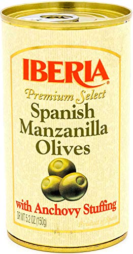 Iberia Spanish Olives Stuffed with Anchovies, 5.25 Oz (Pack of 12)