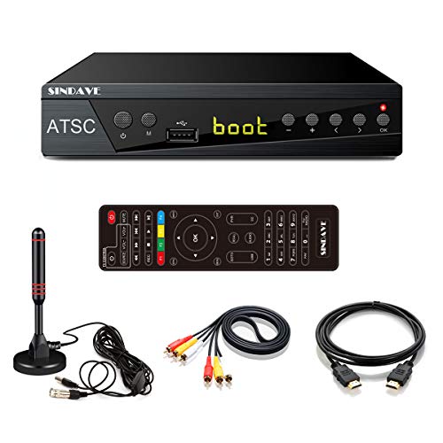 Digital TV Converter Box, HDTV Digital Converter for Analog TV, Sindave HD 1080P TV with Recorder, ATSC HDTV Digital Converter with Tuner, Pause Live (ATSC Tuner)
