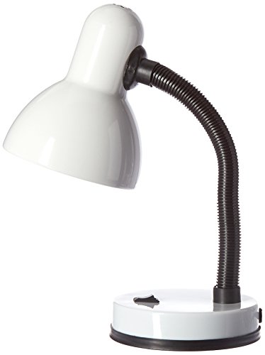 Simple Designs LD1003-WHT Basic Metal Flexible Hose Neck Desk Lamp, White