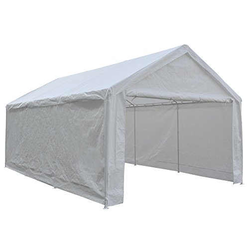 Abba Patio Extra Large Heavy Duty Carport with Removable Sidewalls Portable Garage Car Canopy Boat Shelter Tent for Party, Wedding, Garden Storage Shed 8 Legs, 12 x 20 Feet,White