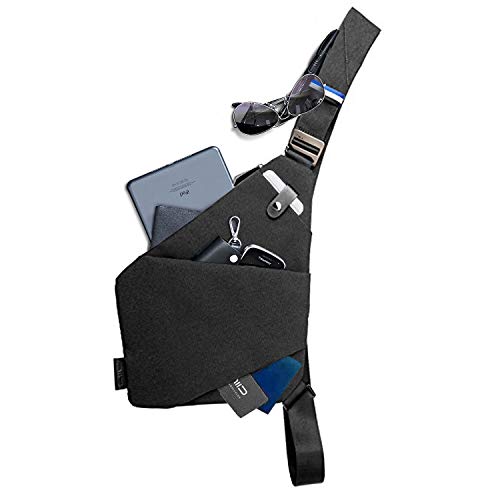 NIID-FINO NEO Sling Shoulder Crossbody Bag Chest Bag Slim Backpack Multipurpose Daypack (Meteorite black, Right Hand)