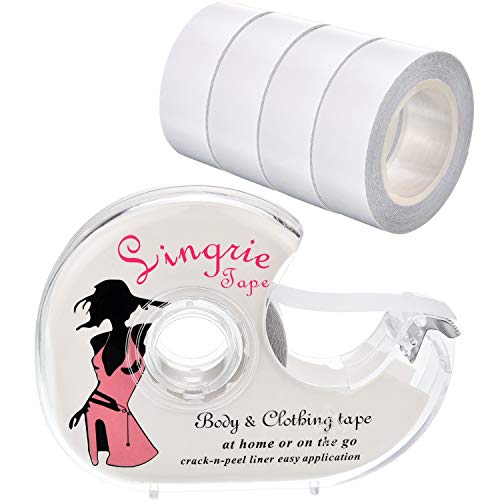 Boobtape Clear Fabric Double Sided Clothing Tape with Dispenser for Clothes Dress and Bra, 82 Feet 这样吗