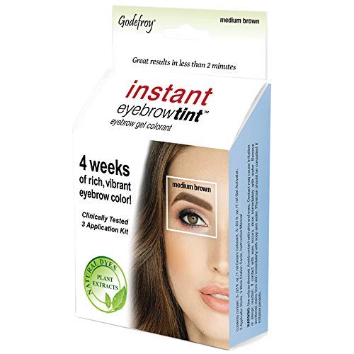 Godefroy Instant Eyebrow Color, Medium Brown, .18 ounces, 12-weeks of long lasting brow color, 3-applications per kit