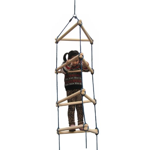 Swing-N-Slide NE 3023 Triangle Rope Ladder Swing Set Climbing Attachment with Ground Anchors, Brown