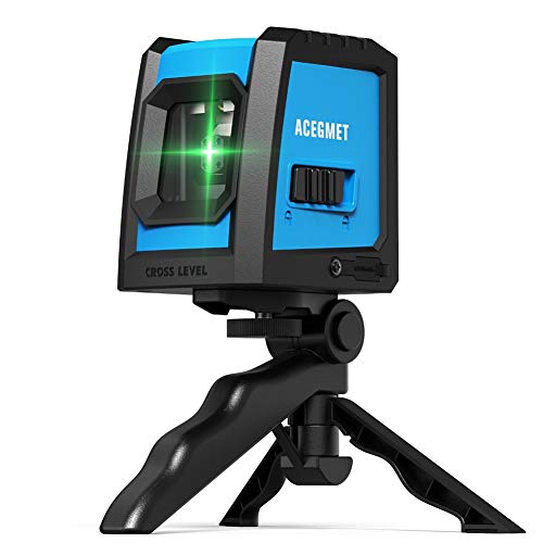 Laser Level, ACEGMET Self Leveling Laser Level, More Precision Green Laser Level, Laser Level Tool with Rotatable Folding Tripod/Magnetic Point/Rechargeable for Construction/Hanging Pictures