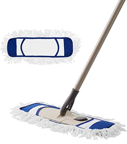 Eyliden Dust Mop, Microfiber Mops for Floor Cleaning, with Hight Adjustable Handle and 2 Washable Mops Pads, Wet & Dry Floor Cleaning Mop for Hardwood, Tiles, Laminate, Vinyl - Dust Broom (Blue)