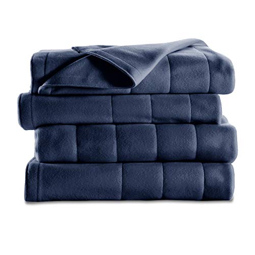 Sunbeam Heated Blanket | 10 Heat Settings, Quilted Fleece, Newport Blue, Twin - BSF9GTS-R595-13A00