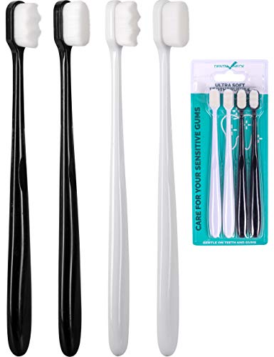 Extra Soft Toothbrush, Nano Toothbrush For Sensitive Gums, Extra Soft Toothbrushes Adult Sensitive Teeth Manual, Ultra Soft Toothbrush for Extra Protection Gum Care, Perfect for Kids & Adults (4 Pack)
