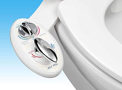 Luxe Bidet Neo 320 - Self Cleaning Dual Nozzle - Hot and Cold Water Non-Electric Mechanical Bidet Toilet Attachment (white and white)