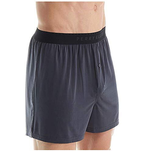 Perry Ellis Men's Luxe Solid Boxer Shorts, Ebony, X-Large