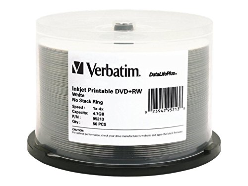 DVD+RW 4.7GB 4X DataLifePlus White Inkjet Printable - 50pk Spindle