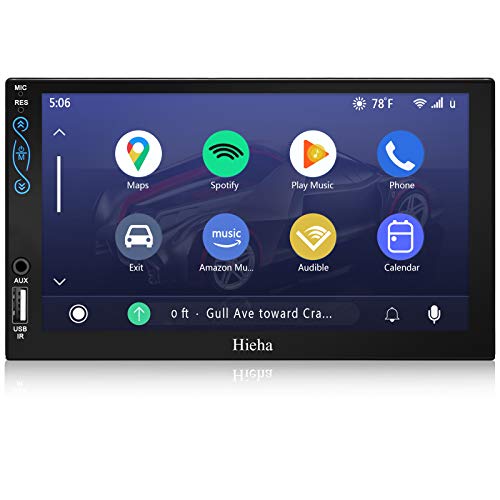 Hieha Car Stereo Compatible with Apple CarPlay and Android Auto, 7 inch Double Din Standard Universal Touch Screen in-Dash Car Radio Receiver, MP5 Player with Bluetooth, Rear View Camera