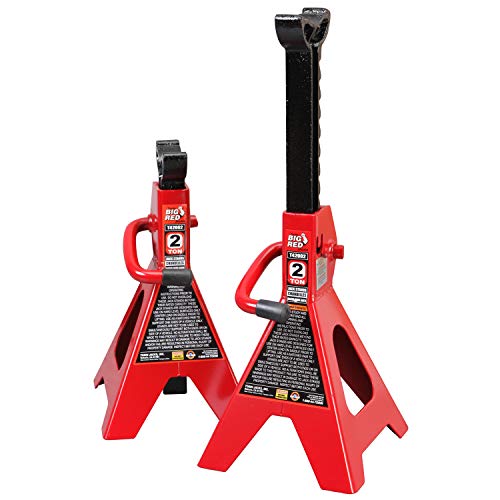 BIG RED T42002 Torin Steel Jack Stands: 2 Ton (4,000 lb) Capacity, Red, 1 Pair