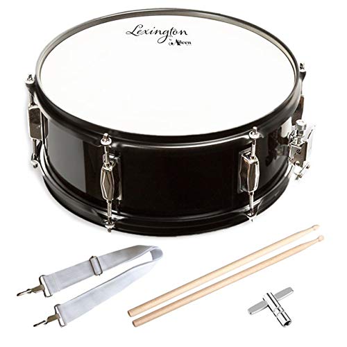 Snare Drum Set Student Steel Shell 14 X 5.5 Inches with 10 Lugs, Includes Drum Key, Drumsticks and Strap