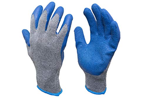 G & F Products 12 Pairs Medium Rubber Latex Double Coated Work Gloves for Construction, gardening gloves, heavy duty Cotton Blend,Blue,3100M