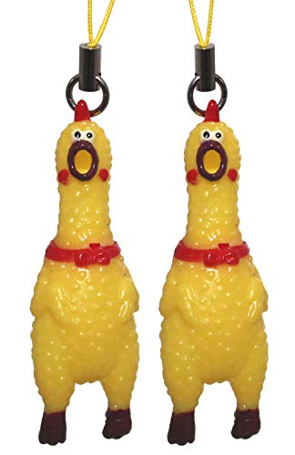 Lucore Mini 2' Squawking Chicken Phone Charm - 2 Pcs