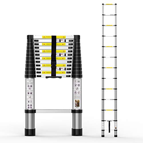 Telescoping Extension Ladder 12.5FT, Aluminum Telescopic Ladders with Carry Bag for Outdoor Indoor Use