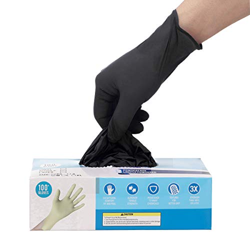 100 Pcs Gloves, Disposable, Powder Free Industrial Gloves, Latex Free, Disposable Glove Ship from USA,Arrive in 7-10 Days(S, M, L) (L, Black)