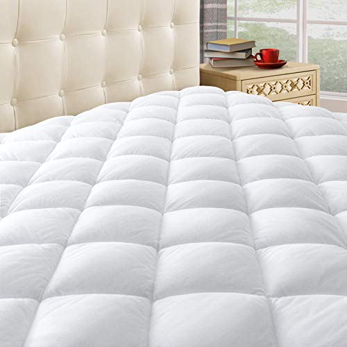 Taupiri King Quilted Mattress Pad Cover with Deep Pocket (8'-21'), Cooling Soft Pillowtop Mattress Cover, Hypoallergenic Down Alternative Mattress Topper