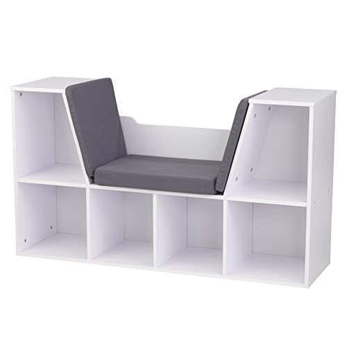 KidKraft Bookcase with Reading Nook Toy, White, 46.46' x 15.16' x 5.04'