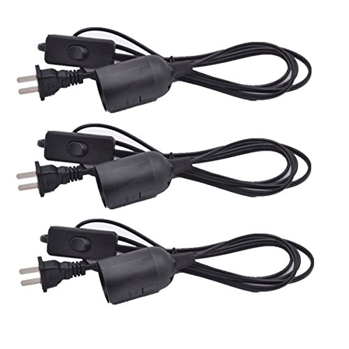 3-Pack Hanging Lantern Cord, HESSION 5.9ft Lamp Cord - On/Off Switch - Pendant Hanging Light with Plug in Cord (Black)