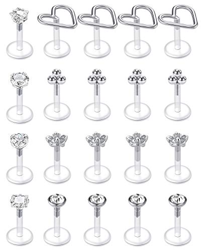 AVYRING 16G Clear Flexible Retainers Forward Helix Earrings Cartilage Tragus Conch Earring Stud Lip Rings Labret Studs Monroe Medusa Piercing Retainer Jewelry for Women Men 6mm or 8mm