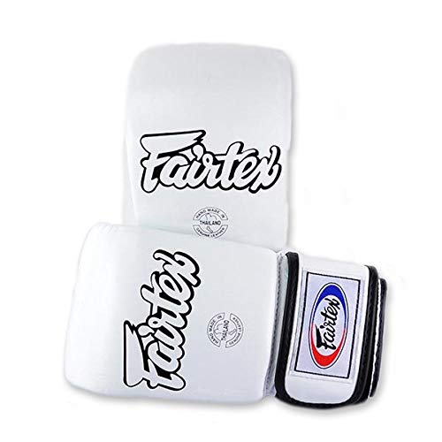 Fairtex Muay Thai Bag Gloves TGO3 TGT7 Color: Black Red Blue White Yellow Size: Medium Large Training & Sparring Bag Boxing Gloves for Kick Boxing MMA K1 (TGO3 - White, Large)