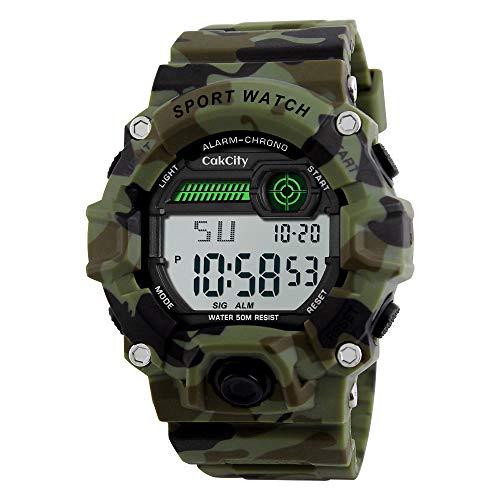 Boys Camouflage LED Sport Watch,Waterproof Digital Electronic Military Wrist Kids Sports Watch with Silicone Band Luminous Alarm Stopwatch Watches