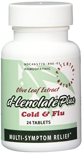 East Park d-Lenolate Plus Homeopathic Cold and Flu Relief for Adults and Kids | Contains Olive Leaf Extract, Neem Leaf Extract & Echinacea | 625mg, 24 Tablets | Vegan, Non-GMO