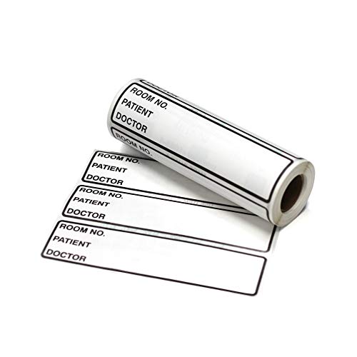 Carstens Patient I.D. Self-Adhesive Labels for 1.5' – 4' Ring Binder Spines – Pre-Printed (Room No. / Patient/Doctor), 5 3/8' x 1 3/8', White, Roll of 200