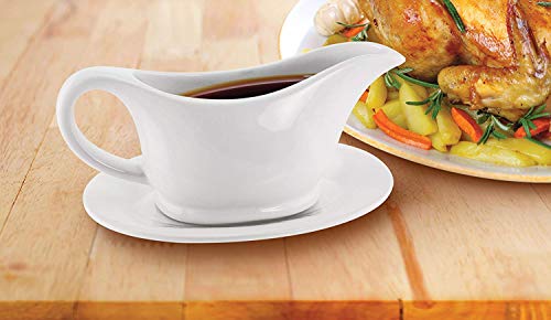 KOVOT 12 Ounce Ceramic Gravy Boat And Ceramic Saucer Stand