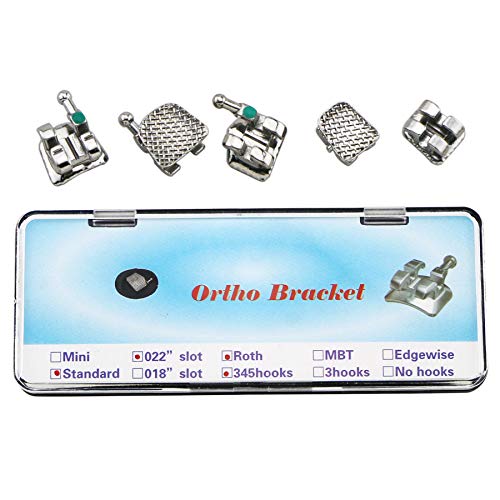 Orthodontic Metal Brackets Braces Mini Standard Roth MBT 018 022 3 345 (Standard Roth 022 345 Hooks)