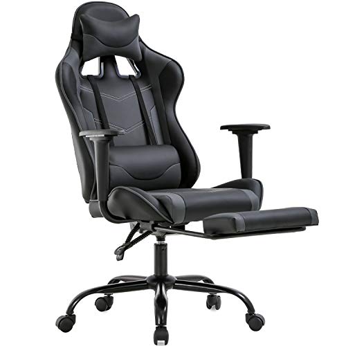 High-Back Office Chair Ergonomic PC Gaming Chair Desk Chair Executive PU Leather Rolling Swivel Computer Chair with Lumbar Support, Grey