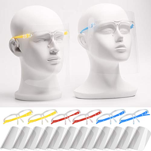 Anti-fog Reusable Face Shields with Glasses Frame Set for Men and Women,6 Colorful Frames with 12 Shields