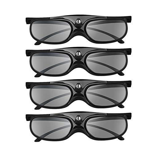 BOBLOV 144Hz DLP Link 3D Glasses 4 Pack, Rechargeable 3D Active Shutter Glasses for All 3D DLP Projectors, Compatible with Optoma, Samsung, BenQ, Dell, Acer, Vivitek, NEC, Sharp (Black)