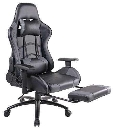 Gaming Chair Racing Office Chair High Back PU Leather Computer Desk Executive and Ergonomic Swivel Chair with Headrest
