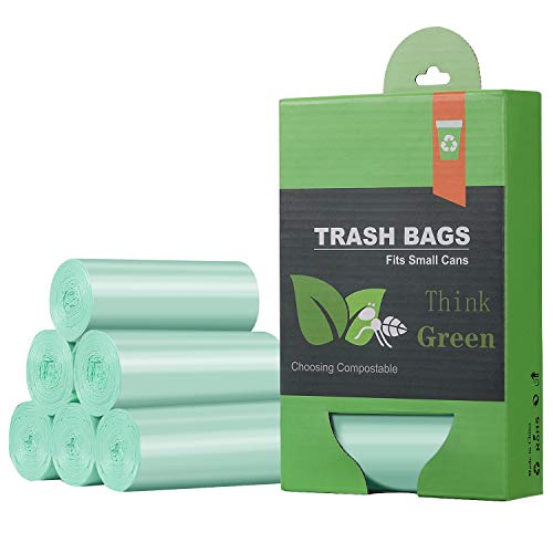 1.2 Gallon Small Trash Bags Garbage Bags, Mini Compostable Strong Bathroom Wastebasket Can Liners trash Bags for Home Office Kitchen fit 5 Liter 5L,1 Gal,Green