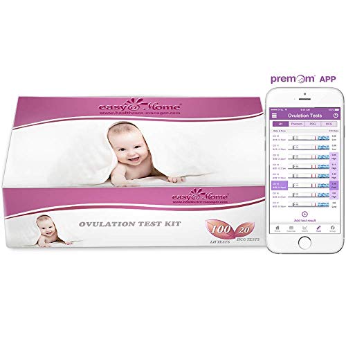 Easy@Home 100 Ovulation Test and 20 Pregnancy Test Strips, FSA Eligible Ovulation Test Kit Powered by Premom Ovulation Predictor Free iOS&Android APP,100LH +20HCG