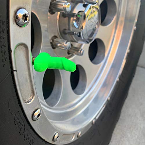 4 Pack Prank Penis_Shaped Tire Caps, Universal Luminous Car Wheel Tire Valve Stem Caps Dust_Cover for Cars, SUVs, Bikes, Bicycles, Motorcycles, Great for Pranks Bachelorette Parties (Green)
