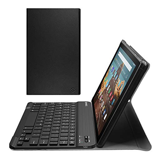 Fintie Keyboard Case for All-New Fire HD 10 (Compatible with 7th and 9th Generations, 2017 and 2019 Releases), Slim Lightweight Stand Cover with Detachable Wireless Bluetooth Keyboard, Black