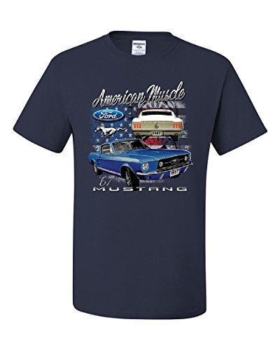 Ford Mustang Shelby 1967 GT T-Shirt American Made Muscle Cars Tee Shirt Navy Blue XL