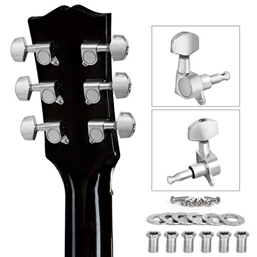 lotmusic Guitar Tuning Pegs, Tuners Machine, 18:1 3L3R, Tuner Keys Heads, Closed Chrome for Guitars Luthier DIY Repair (Shape A)