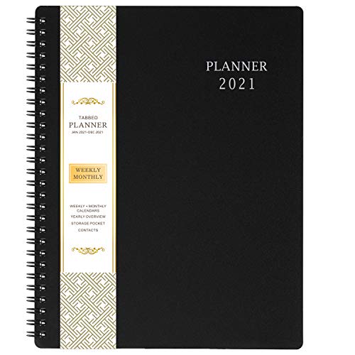 2021 Planner - Weekly & Monthly Planner with Inner Pocket, Jan to Dec, Flexible Cover, Monthly Tabs, 21 Extra Pages,Twin-Wire Binding