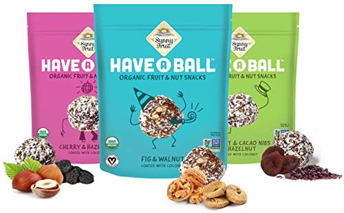 100% RAW ORGANIC Fruit & Nut Balls Variety 3-Pack - Sunny Fruit Have A Ball (3 x 9 Balls) - Whole Food Energy Snacks | NO Added Sugars or Preservatives | NON-GMO, VEGAN, GF & Kosher