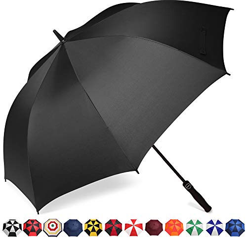 BAGAIL Golf Umbrella 68/62/58 Inch Large Oversize Double Canopy Vented Automatic Open Stick Umbrellas for Men and Women(Black Single Layer,62 inch)