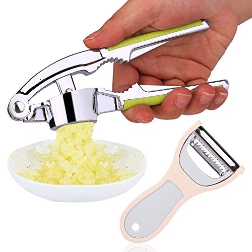 Sunshine post Garlic Press,Stainless Steel  Garlic Mincer(Nut Press) With Peeler(2 in 1) for Kitchen,Garlic,Apple,Potato,Vegetable,Easy Clean And Rustproof