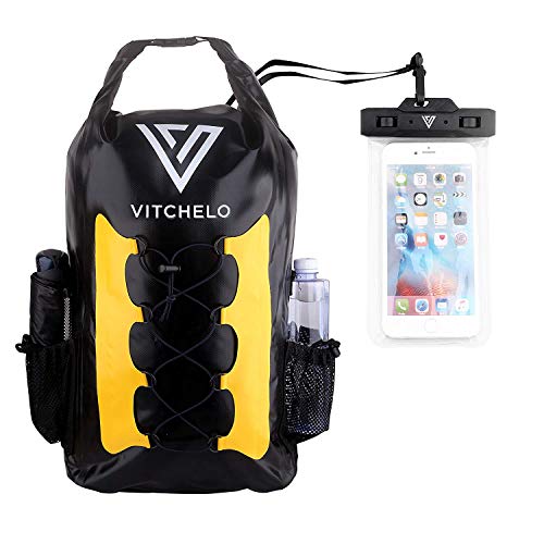 Vitchelo 30L Waterproof Dry Bag Backpack for Outdoor Water Sports Kayaking Camping - Fly Fishing & Boating Gifts for Men - 100% Tear-Free, Lifetime Kayak Storage Bag - Free Waterproof Phone Pouch