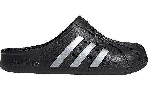 adidas,Unisex-Adult,Adilette Clog,Black/Silver Metallic/Black,10